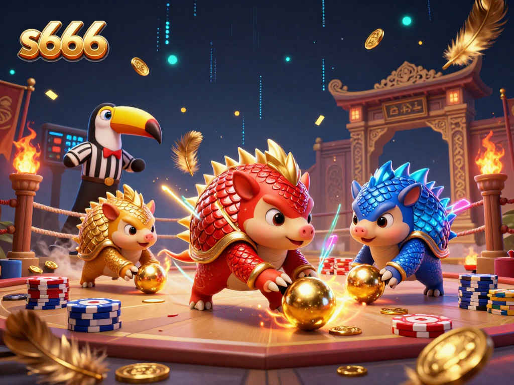 S666 brings together lively pangolins in a dynamic gambling scene, showcasing thrilling action and casino excitement.