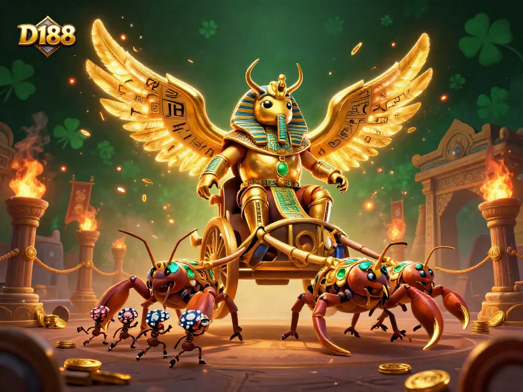 Experience thrilling gameplay with D188, featuring a vivid scene of golden characters in a casino setting.