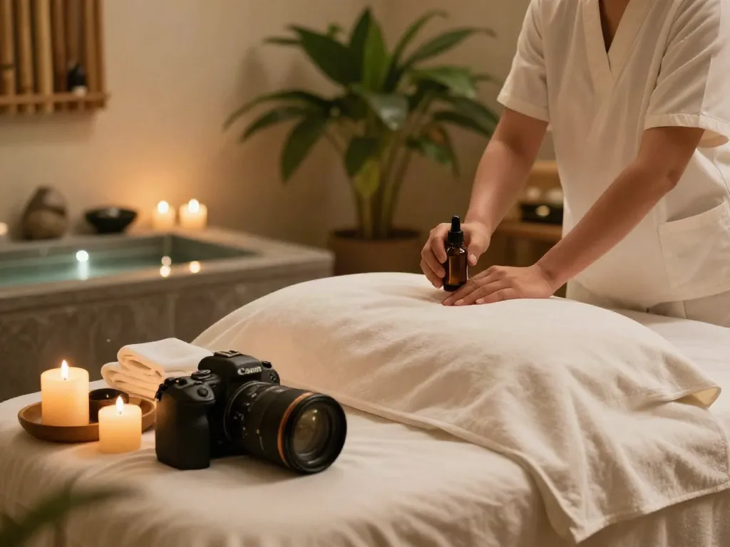 Experience 강남출장안마 in a serene home spa, with calming aromatherapy and soft lighting.