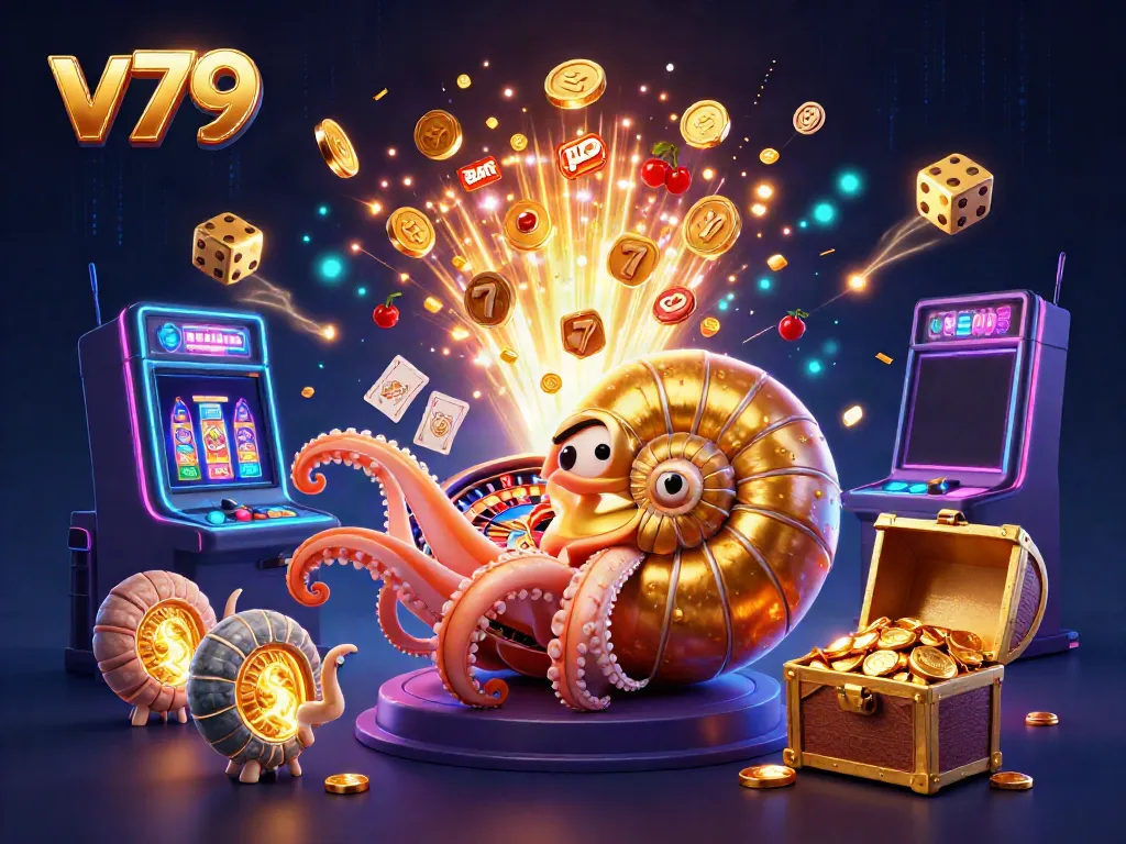Spin the wheel at v79 as the giant nautilus holds cards amidst a jackpot explosion!