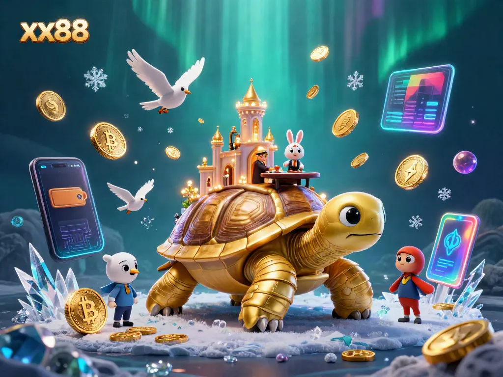 Experience engaging gameplay at xx88 with a lively casino scene showcasing the golden tortoise and rabbit dealer.