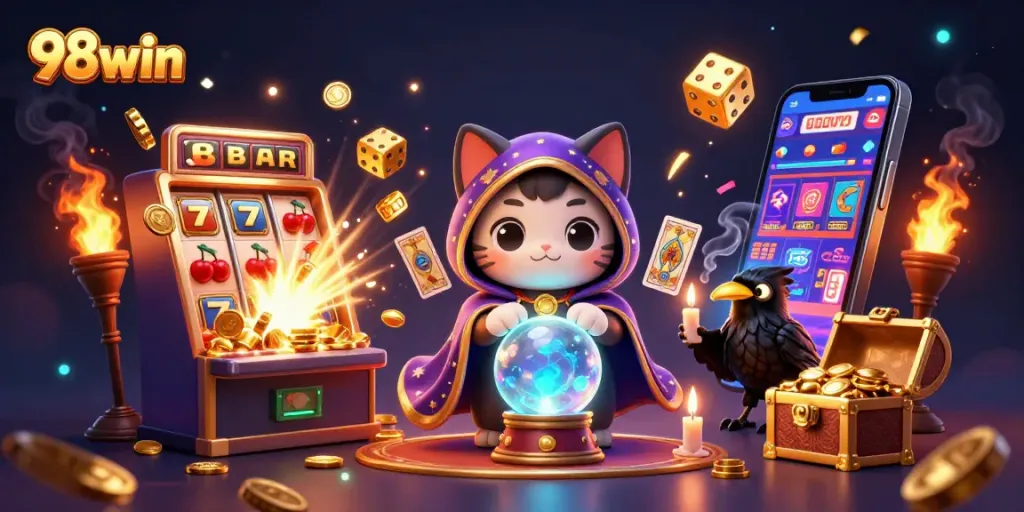 Engage with the thrilling 98win casino experience featuring a mystical scene with rich visual detail.