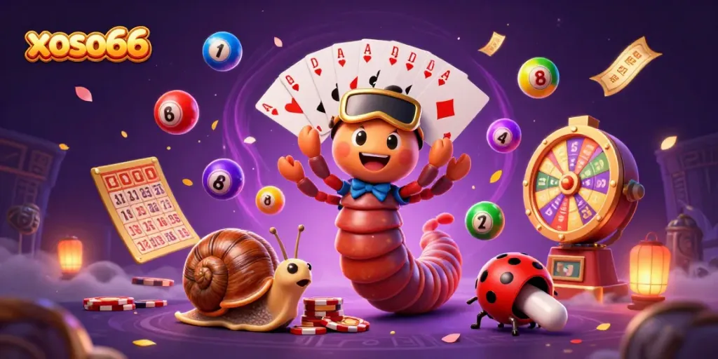 Experience thrilling gameplay at xoso66 with a vibrant casino scene featuring a unique millipede dealer.