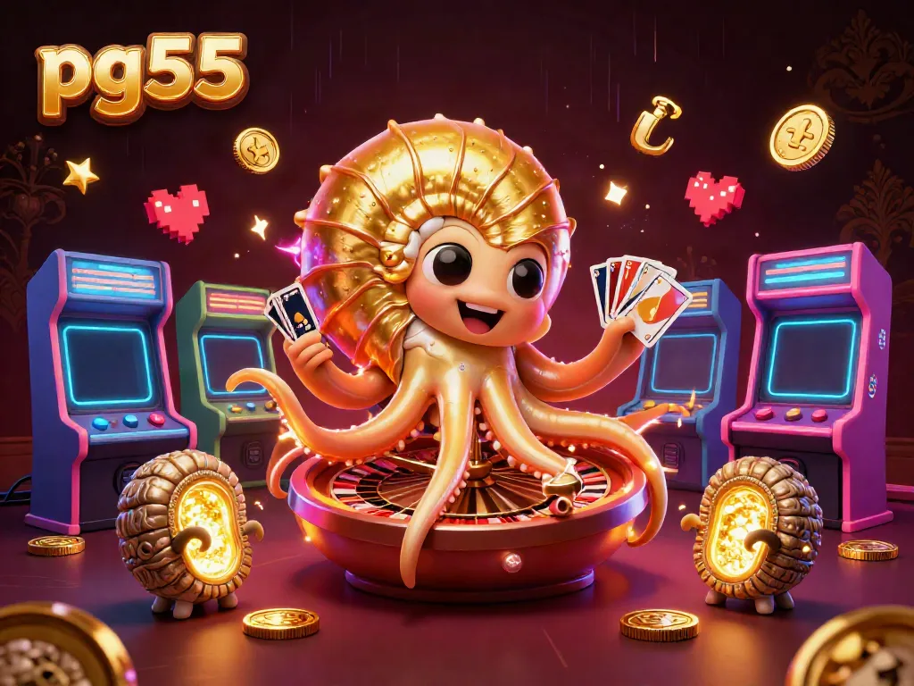 Spin the pg55 roulette wheel with the ancient nautilus showcasing vibrant casino elements and glowing companions.