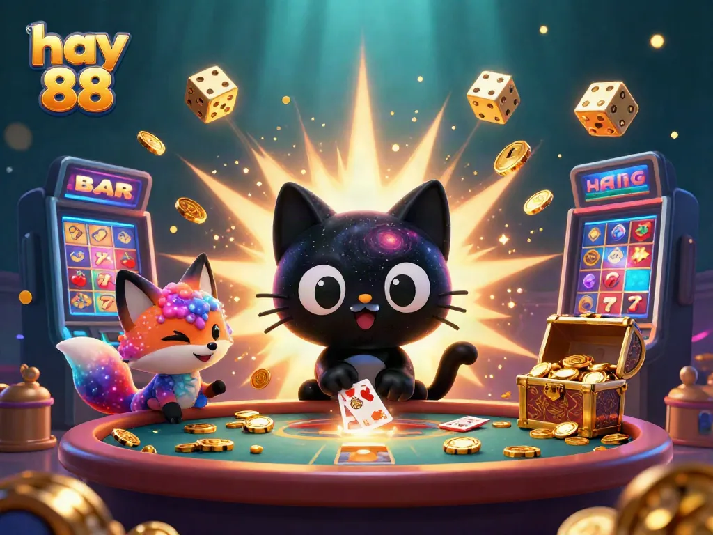 Experience the thrill of gambling with hay 88 in this vibrant cosmic casino scene!