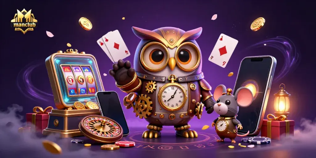 Experience the excitement of manclub with stunning 3D casino elements, interactive games, and vibrant visuals.