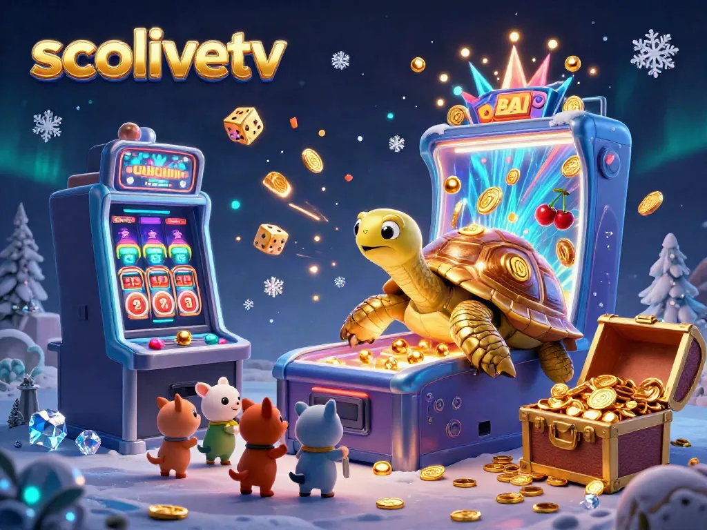 Experience thrilling gameplay at socolivetv with our vivid 3D illustration showcasing a festive gambling atmosphere.
