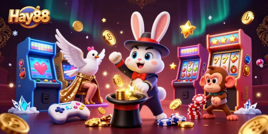 Engage in thrilling gaming experiences at Hay88 with a vibrant casino scene filled with excitement.