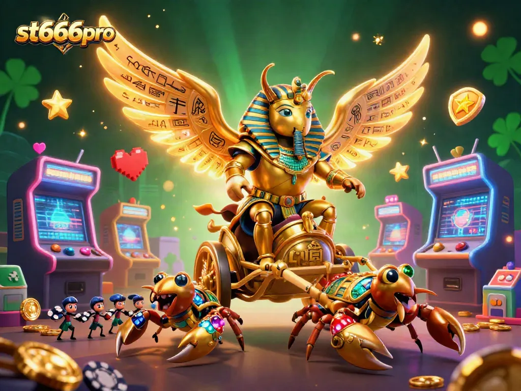 Engage with st666pro at the casino through vibrant 3D characters, poker chips, and gaming excitement.