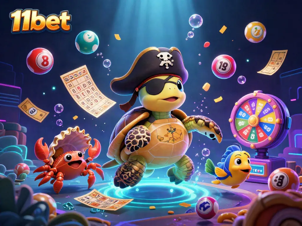 Engage with the thrilling world of 11bet as pirate turtles explore vibrant underwater casino treasures.
